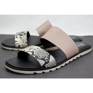 Sorel Ella II Womens US 9.5 Sandals Pink Black Snakeskin Mauve Strappy Slides